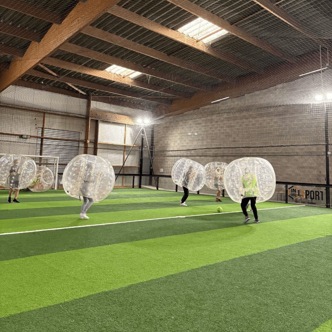 Children playing Bubble Foot on an Inside Sport indoor pitch